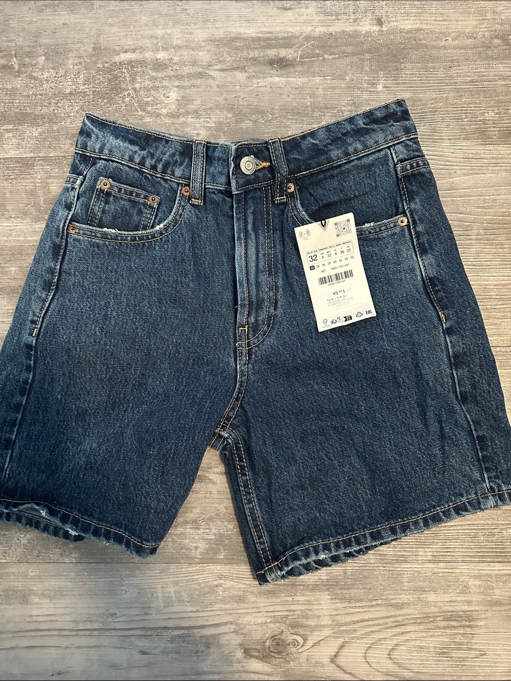 Zara Dark Blue Denim Women's Bermuda Shorts
